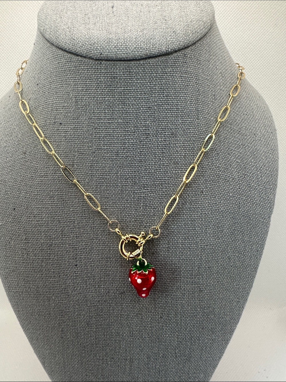Strawberry Paperclip Necklace
